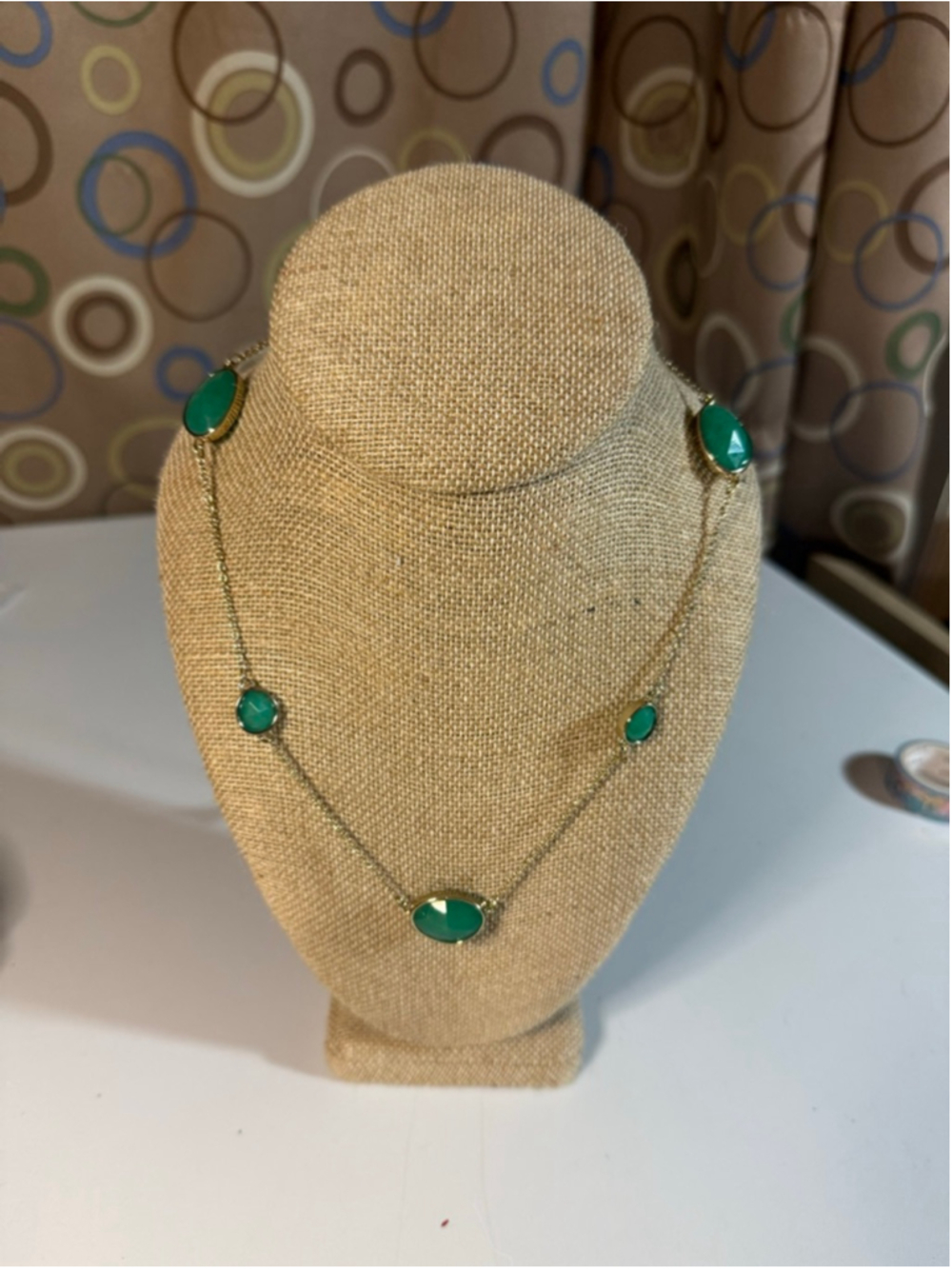 Banana Republic Gold-Tone Necklace with Green Stones